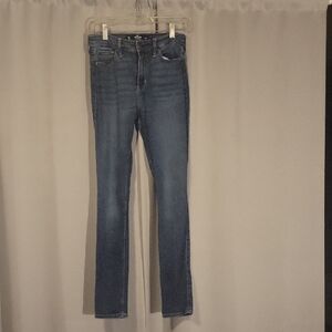 Hollister Women's Denim Straight Leg Jeans - Dark Blue